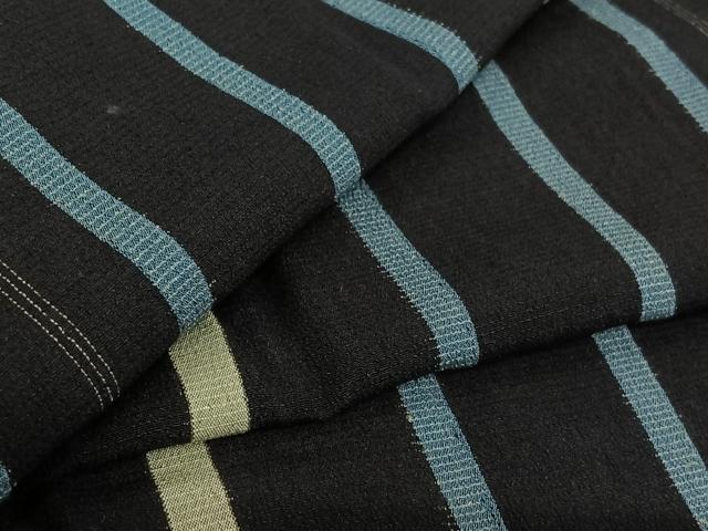平和屋着物▽お召 単衣 縞 正絹 逸品 AABG8798jh