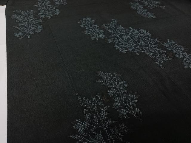 平和屋着物▽本塩沢 単衣 草花文 正絹 逸品 AABG8799jh