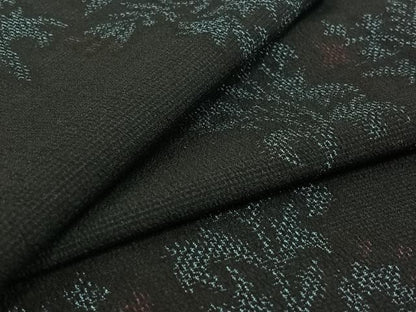 平和屋着物▽本塩沢 単衣 草花文 正絹 逸品 AABG8799jh