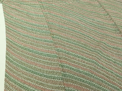平和屋着物▽上質な小紋 単衣 変わり斜縞 正絹 逸品 AABG8800jh