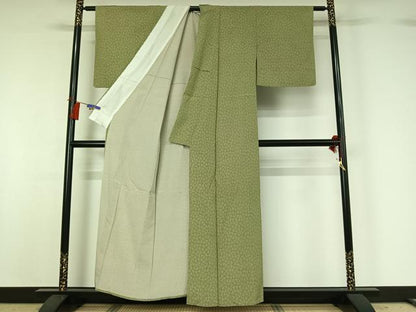 平和屋着物▽寺山存男 江戸小紋 単衣 文字文 正絹 逸品 AABG8802jh