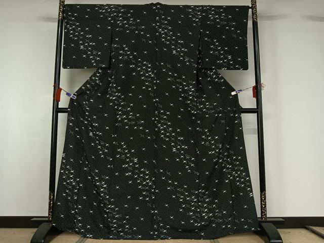 平和屋着物▽小紋　単衣　飛鶴文　洗える着物　AABG8803jh