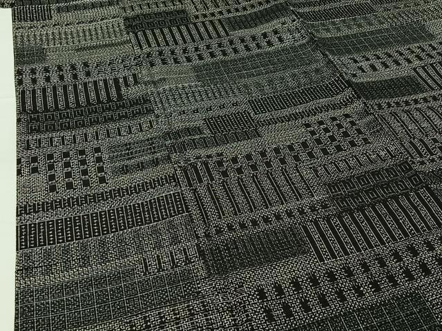 平和屋着物▽上質な紬 単衣 横段文 正絹 逸品 AABG8808jh