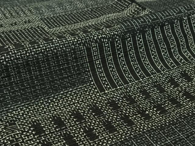 平和屋着物▽上質な紬 単衣 横段文 正絹 逸品 AABG8808jh