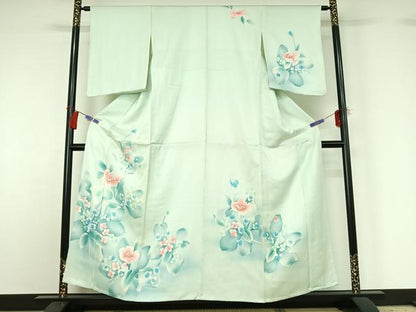 平和屋着物▽訪問着 単衣 草花文 暈し染め 正絹 逸品 AABG8813jh