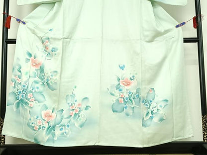 平和屋着物▽訪問着 単衣 草花文 暈し染め 正絹 逸品 AABG8813jh