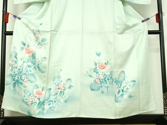 平和屋着物▽訪問着 単衣 草花文 暈し染め 正絹 逸品 AABG8813jh