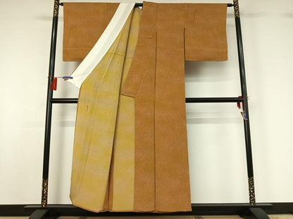 平和屋着物▽上質な小紋 単衣 作家物 霞文 暈し染め 鬼しぼ縮緬 正絹 逸品 AABG8815jh