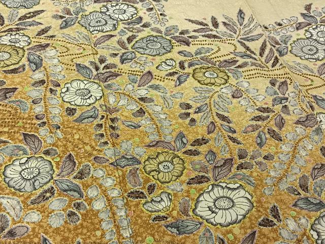 平和屋着物▽訪問着 単衣 作家物 手描き 辻が花 金彩 正絹 逸品 AABG8817jh
