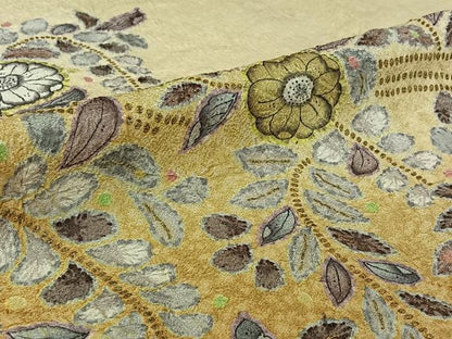 平和屋着物▽訪問着 単衣 作家物 手描き 辻が花 金彩 正絹 逸品 AABG8817jh