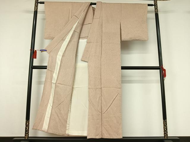 平和屋着物▽上質な小紋 単衣 杢目文 銀通し地 正絹 逸品 AABG8818jh
