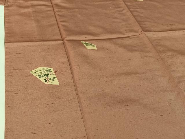 平和屋着物▽上質な小紋 単衣 紬地 流水花文 正絹 逸品 AABG8819jh