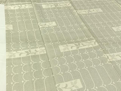 平和屋着物▽本塩沢 単衣 110亀甲 横段花文 正絹 逸品 AABG8823jh