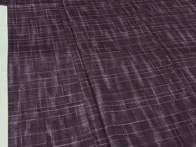 平和屋着物▽上質な紬 単衣 格子 正絹 逸品 AABG8824jh