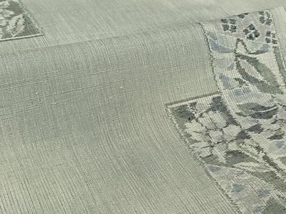 平和屋着物▽上質な紬 単衣 短冊花文 正絹 逸品 AABG8826jh