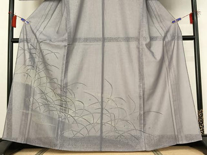 平和屋着物▽訪問着　無双　紗袷　紗×紗　手描き　露芝文　正絹　逸品　AABG8828jh