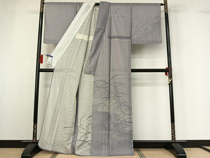 平和屋着物▽訪問着　無双　紗袷　紗×紗　手描き　露芝文　正絹　逸品　AABG8828jh