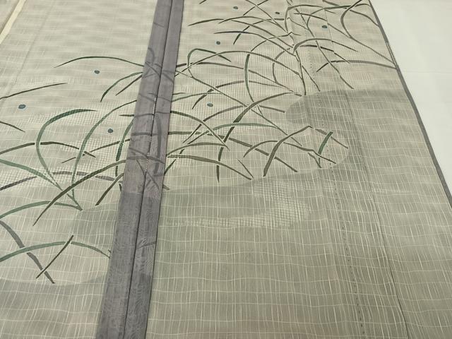 平和屋着物▽訪問着　無双　紗袷　紗×紗　手描き　露芝文　正絹　逸品　AABG8828jh