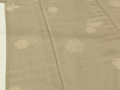 平和屋着物▽伝統工芸士 白川貞夫 お召 単衣 雪輪文 本しぼ柿渋染め 証紙付き 正絹 逸品 AABG8830jh