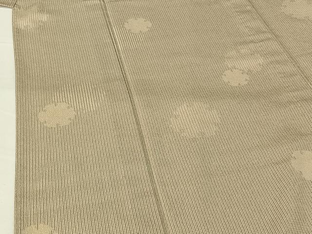 平和屋着物▽伝統工芸士 白川貞夫 お召 単衣 雪輪文 本しぼ柿渋染め 証紙付き 正絹 逸品 AABG8830jh