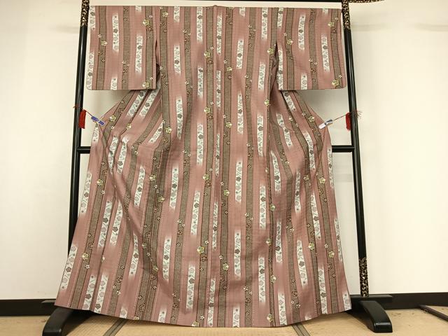 平和屋着物▽小紋　単衣　舞梅文　洗える着物　AABG8834jh