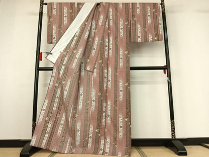 平和屋着物▽小紋　単衣　舞梅文　洗える着物　AABG8834jh