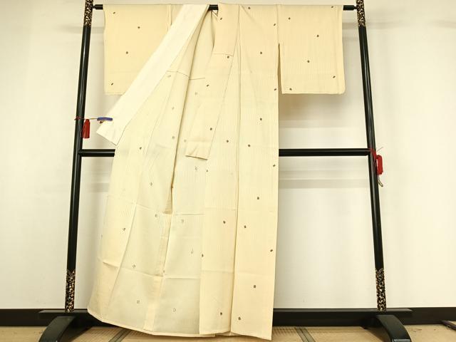 平和屋着物▽上質な小紋 単衣 箔散らし文様 正絹 逸品 AABG8836jh
