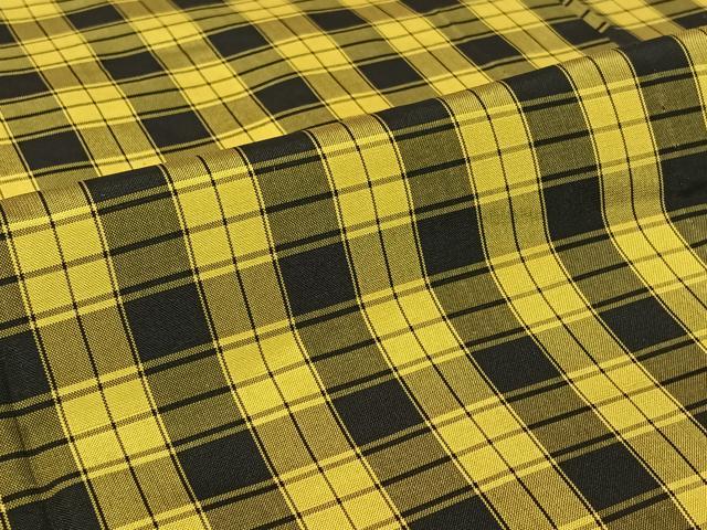 平和屋着物▽黄八丈 単衣 格子 正絹 逸品 AABG8837jh