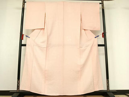 平和屋着物▽上質な色無地　単衣　舞花地紋　洗柿色　正絹　逸品　AABG8838jh
