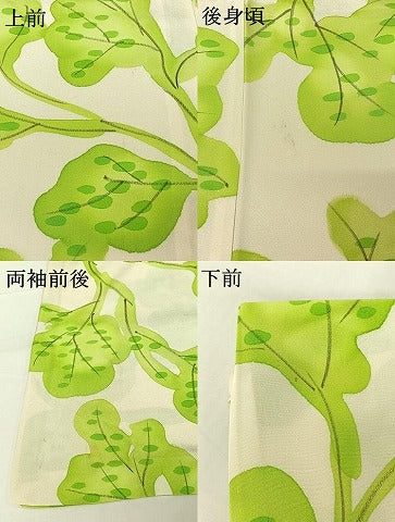 平和屋着物▽上質な小紋 単衣 手描き 枝葉文 正絹 逸品 AABG8839jh