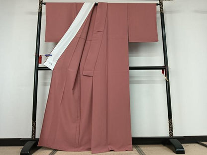 平和屋着物▽洗える最高級着物 ＜英＞はなぶさ謹製 色無地 単衣 退紅色 洗える着物 AABG8840jh