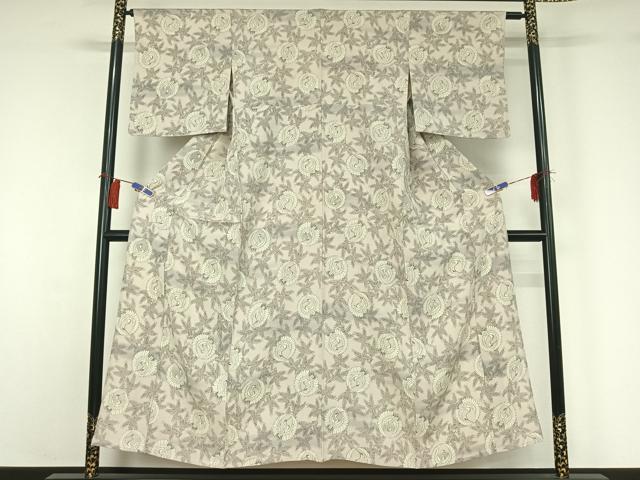 平和屋着物▽上質な小紋 単衣 手描き 飛鶴文 正絹 逸品 AABG8843jh