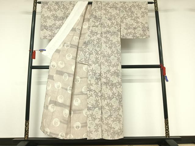 平和屋着物▽上質な小紋 単衣 手描き 飛鶴文 正絹 逸品 AABG8843jh