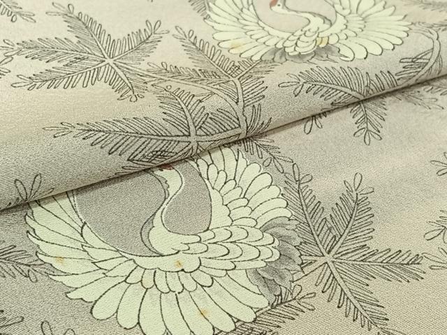平和屋着物▽上質な小紋 単衣 手描き 飛鶴文 正絹 逸品 AABG8843jh