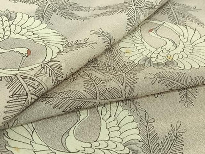 平和屋着物▽上質な小紋 単衣 手描き 飛鶴文 正絹 逸品 AABG8843jh