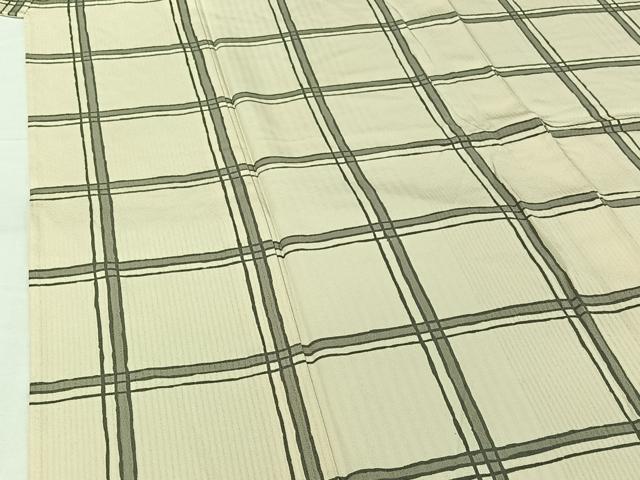 平和屋着物▽上質な小紋 単衣 手描き 格子 正絹 逸品 AABG8845jh