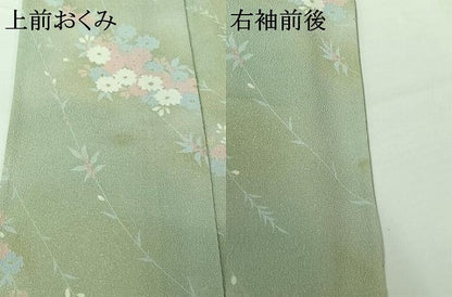 平和屋着物▽上質な小紋 単衣 草花文 正絹 逸品 AABG8846jh
