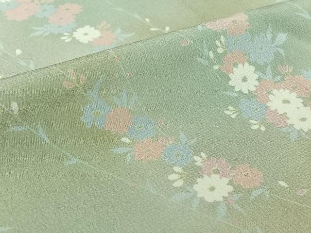 平和屋着物▽上質な小紋 単衣 草花文 正絹 逸品 AABG8846jh