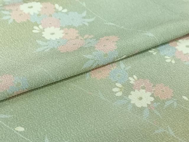 平和屋着物▽上質な小紋 単衣 草花文 正絹 逸品 AABG8846jh