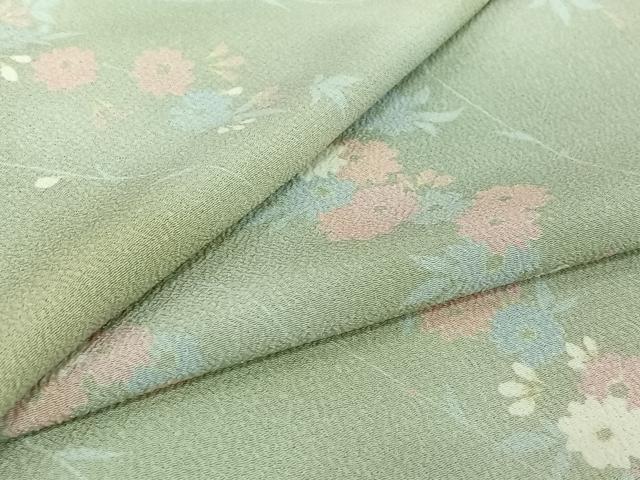 平和屋着物▽上質な小紋 単衣 草花文 正絹 逸品 AABG8846jh