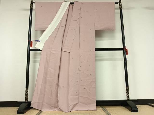 平和屋着物▽訪問着 単衣 刺繍 吹き寄せ文 金銀彩 正絹 逸品 AABG8847jh