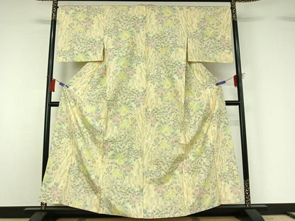 平和屋着物▽本場大島紬 単衣 草花文 正絹 逸品 AABG8850jh