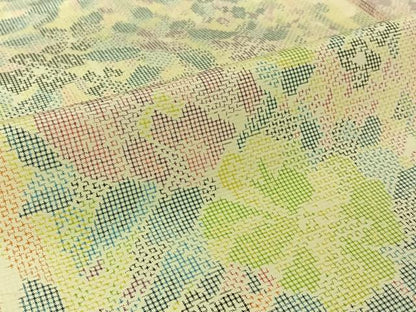 平和屋着物▽本場大島紬 単衣 草花文 正絹 逸品 AABG8850jh