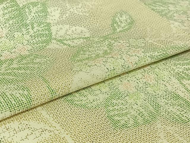 平和屋着物▽上質な紬 単衣 草花文 正絹 逸品 AABG8861jh