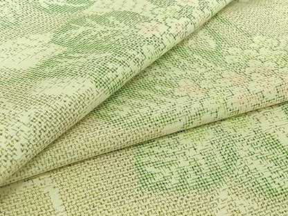 平和屋着物▽上質な紬 単衣 草花文 正絹 逸品 AABG8861jh