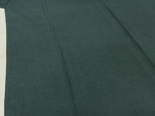 平和屋着物▽上質な紬 単衣 青碧色 正絹 逸品 AABG8863jh
