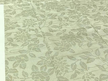 平和屋着物▽上質な紬 単衣 流水花文 正絹 逸品 AABG8865jh