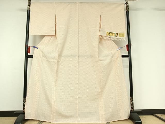 平和屋着物▽上質な紬 単衣 古里蚊絣 証紙付き 正絹 逸品 AABG8867jh