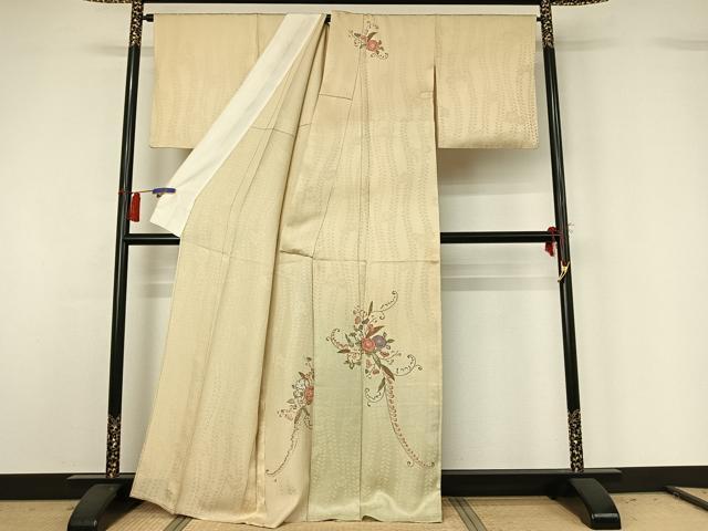 平和屋着物▽中国三大刺繍 相良刺繍 総刺繍 訪問着 単衣 辻が花 金糸 銀通し地 正絹 逸品 AABG8868jh