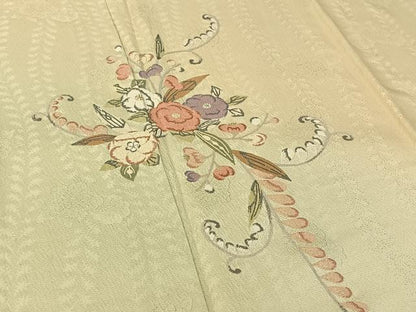 平和屋着物▽中国三大刺繍 相良刺繍 総刺繍 訪問着 単衣 辻が花 金糸 銀通し地 正絹 逸品 AABG8868jh